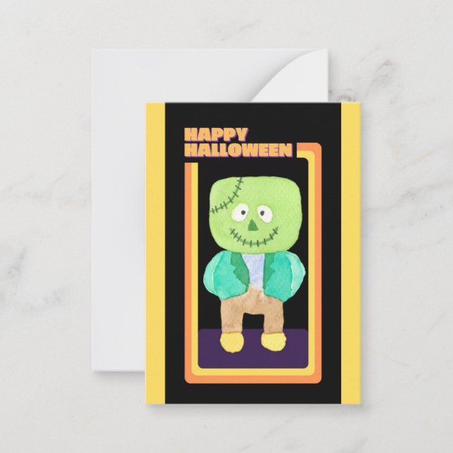 Niedlich Kids Halloween Frankenstein Monster Mitteilungskarte (Vorderseite)