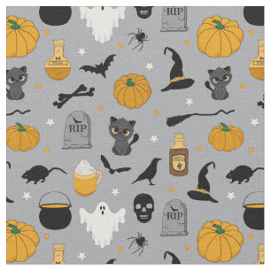 Niedlich Kids Halloween Gemustert Grau Stoff