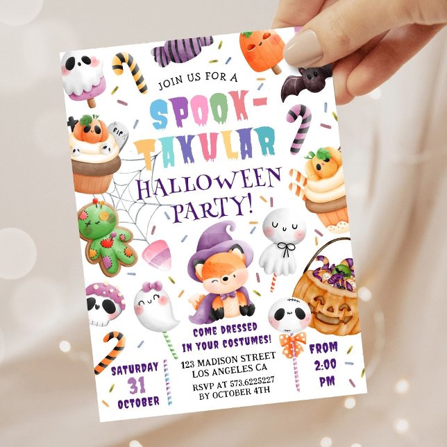 Niedlich Kids Halloween Kostüm Party Aquarell Einladung (Von Creator hochgeladen)