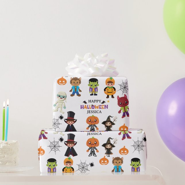 Niedlich Kids Halloween Kostüm Party Geschenkpapier (Partygeschenke)