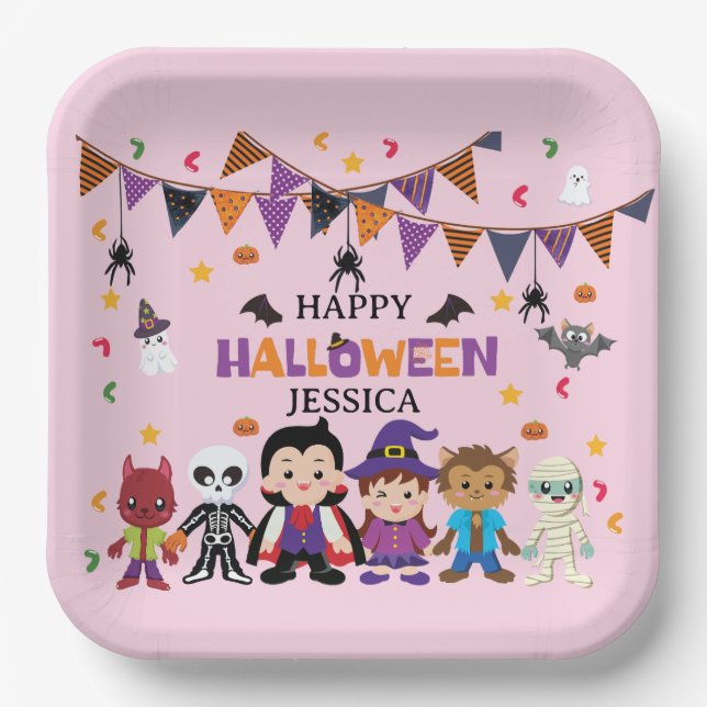 Niedlich Kids Halloween Kostüm Party Pappteller (Vorderseite)
