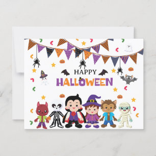 Niedlich Kids Halloween Kostüm Party Postkarte
