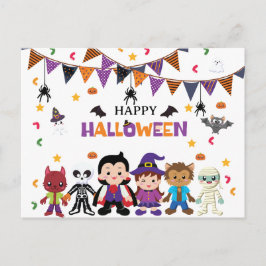 Niedlich Kids Halloween Kostüm Party Postkarte