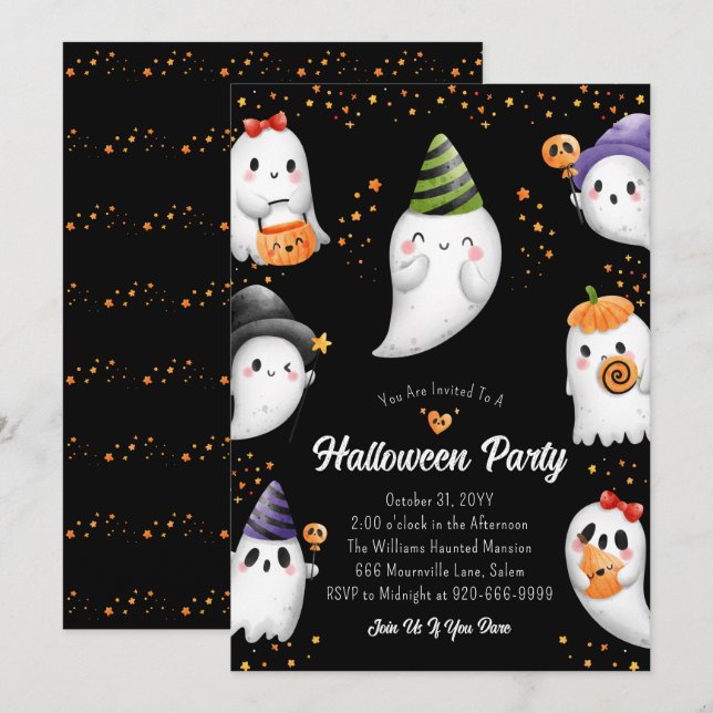 Niedlich Kids Halloween-Party Einladung (Vorne/Hinten)