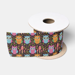 Niedlich Kids Lila Blue Orange Owls Satinband
