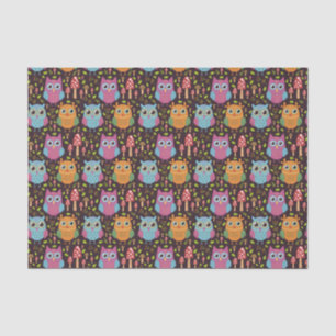 Niedlich Kids Lila Blue Orange Owls Seidenpapier