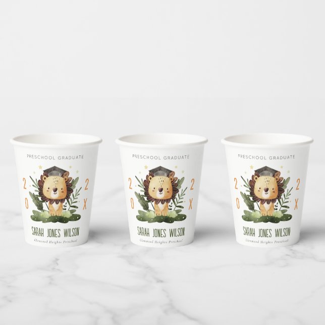 Niedlich Kids Lion Foliage Vorschulabschlusspartei Pappbecher (Multi)
