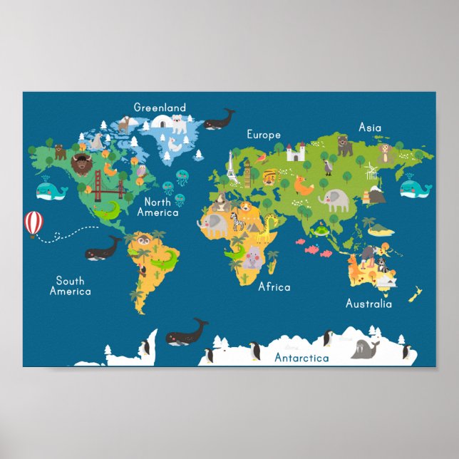 Niedlich Kids Map Poster (Vorne)