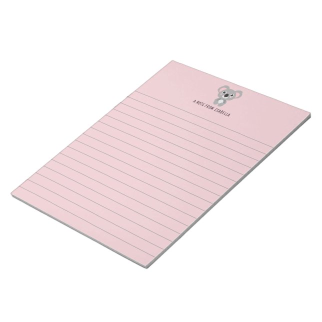 Niedlich Kids Personalisiert Koala Notizblock (angewinkelt)