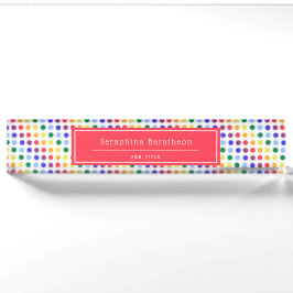 Niedlich Kids Rainbow Polka Dots Personalisiert Namensplakette
