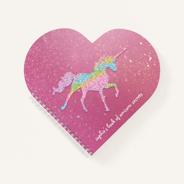 Niedlich Kid's Rainbow Unicorn Glitzer Notebook Notizbuch (Vorderseite)