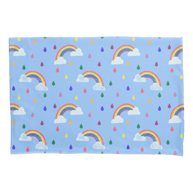 Niedlich Kids Regenbogen Regendusche Muster Kissenbezug (Vorderseite)