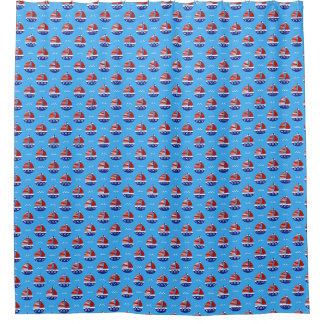 Niedlich Kids Sailboat Muster Ozean Blau Duschvorhang