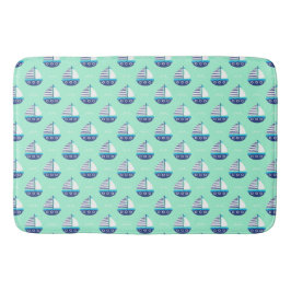 Niedlich Kids Sailboat Pattern Meeresgrün Badematte
