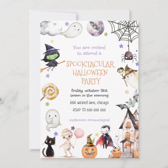 Niedlich Kids Spooktacular Halloween-Party Einladung (Vorderseite)