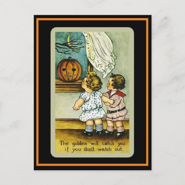 Niedlich Kids Spooky Vintag Halloween Postkarte (Vorderseite)