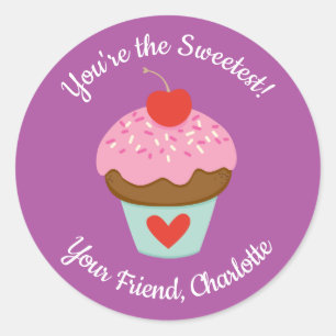 Niedlich Kids Valentinstag Cupcake Aufkleber
