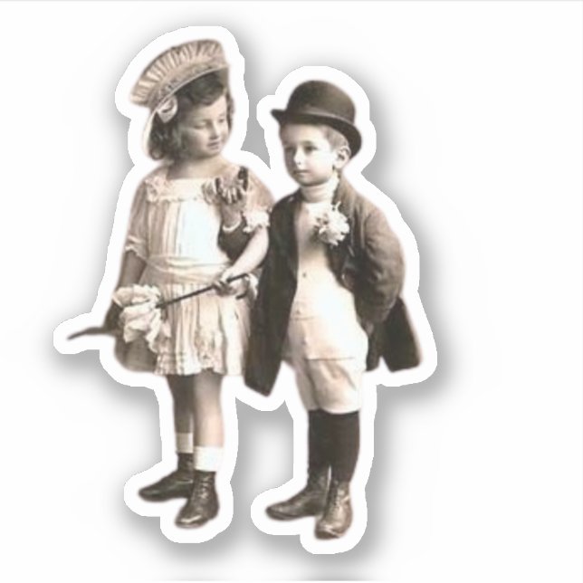 Niedlich Kids Vintages Foto Aufkleber (Vorderseite)