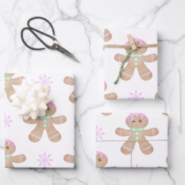 Niedlich Kids Weihnachten Lebkuchenmuster Geschenkpapier Set