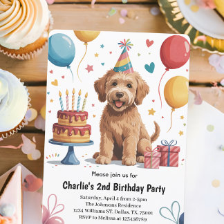 Niedlich Kids Welpenhund 2. Geburtstag Party Einladung