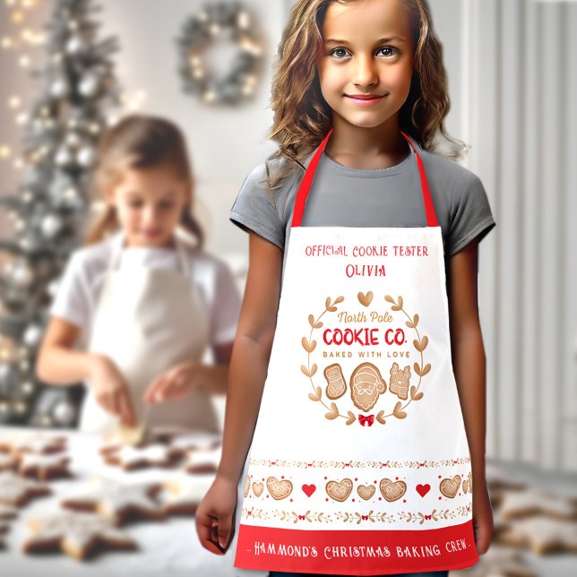 Niedlich Kids'Cookie Backen Rote Weihnachtsfeier S Schürze (Cute Kids' Cookie Baking Red Christmas Apron)