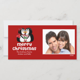 NIEDLICH Kissing Pinguine Frohe Weihnachtsfotokart Feiertagskarte