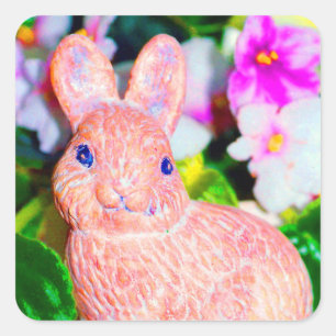 Niedlich Kitschy Bunny Rabbit Quadratischer Aufkleber