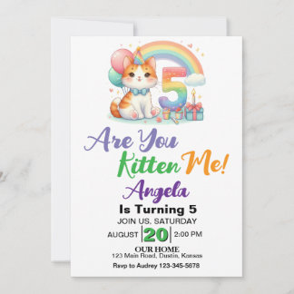 Niedlich Kitten 5. Geburtstagsparty Einladung
