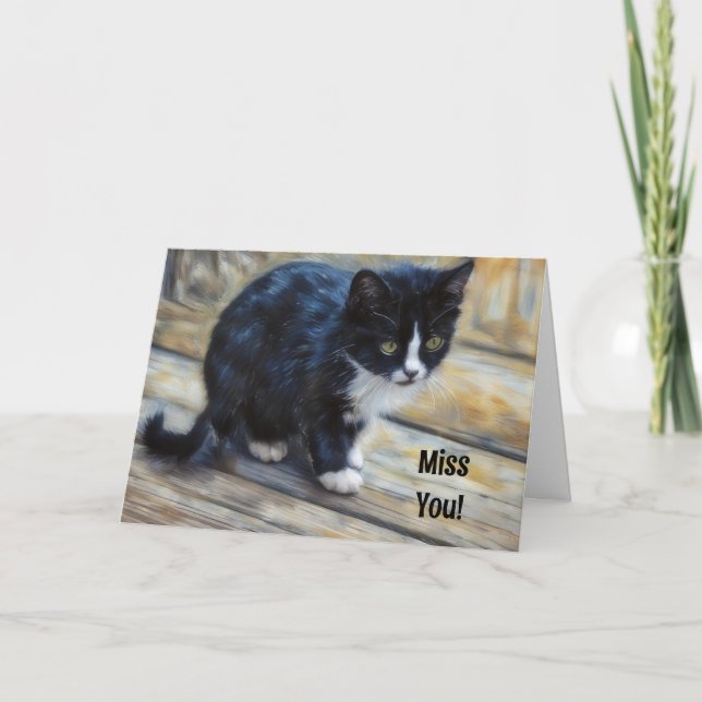 Niedlich Kitten Art Miss Sie Vermisst Sie denken Karte (Vorderseite)