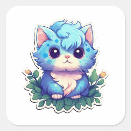 Niedlich Kitten Blue Quadratischer Aufkleber