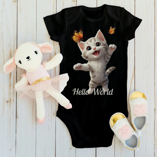 Niedlich Kitten Butterfells Hello World Baby Strampler (Von Creator hochgeladen)