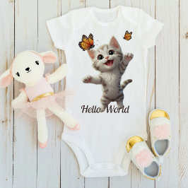 Niedlich Kitten Butterfells Hello World Baby Strampler