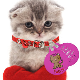 Niedlich Kitten Cartoon Bright Pink Kawaii Girl Ca Haustiermarke