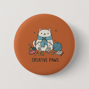 Niedlich Kitten Cartoon Line Garni Hobbies Art Button
