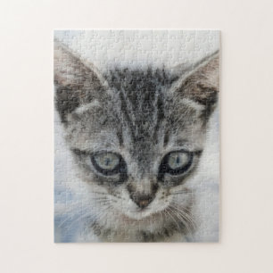 Niedlich Kitten Cat Art Puzzle Gray Kitty