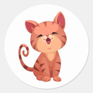 Niedlich Kitten Cat Orange Tabby Kitty Lover Runder Aufkleber