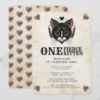 Niedlich Kitten Cat Rockabilly Tattoo 1. Geburtsta
