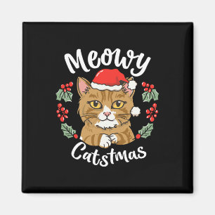 Niedlich Kitten Cat Weihnachtsmannmütze Meowy Catm Magnet