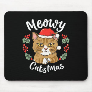 Niedlich Kitten Cat Weihnachtsmannmütze Meowy Catm Mousepad