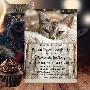 Niedlich Kitten Dezember Kindergeburtstag Party Einladung