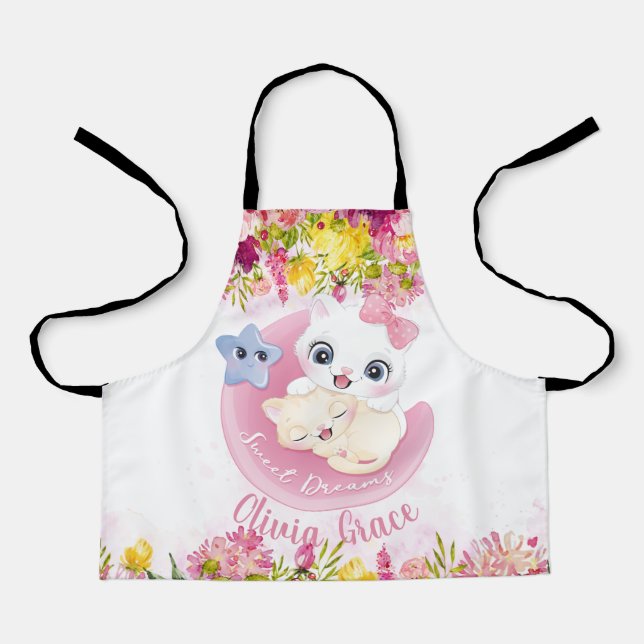Niedlich Kitten Friends Blush Pink Blume Custom Schürze (Vorderseite)