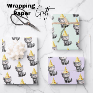 Niedlich Kitten Geburtstag Geschenkpapier Set