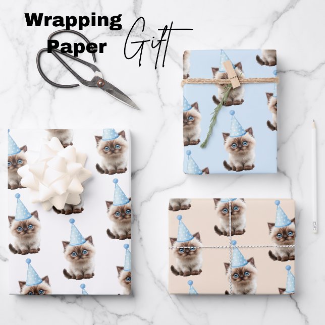 Niedlich Kitten Geburtstag Geschenkpapier Set (Cute Kitten Birthday Wrapping Paper Sheets)