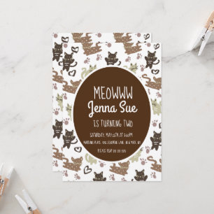 Niedlich Kitten Geburtstagsparty Einladung