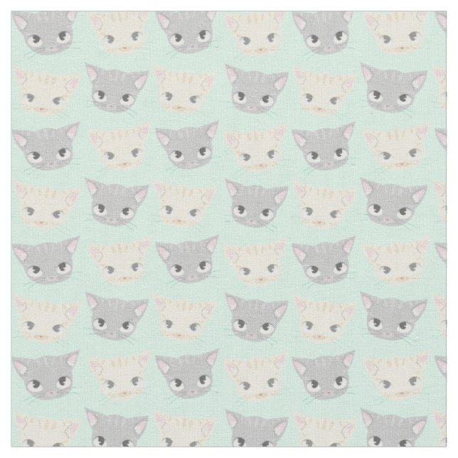 Niedlich-Kitten-Gesichtsmuster Stoff (Nahaufnahme)