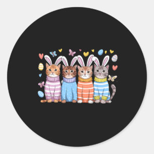 Niedlich Kitten Happy Osterkatze Bunny Ears and Eg Runder Aufkleber