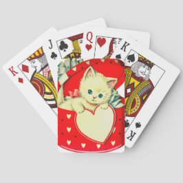 Niedlich Kitten Herz Vintag Katzenuntergang Retro  Spielkarten