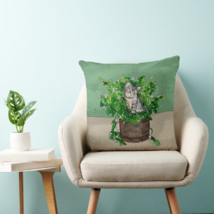 Niedlich Kitten in Catnip Antique Pot Kissen