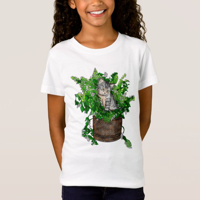 Niedlich Kitten in Catnip Pot T-Shirt (Vorderseite)
