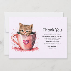 Niedlich Kitten in einem Teacup mit Herz Dankeskarte